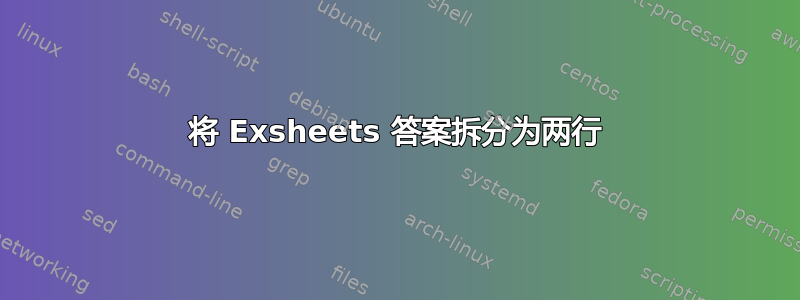 将 Exsheets 答案拆分为两行