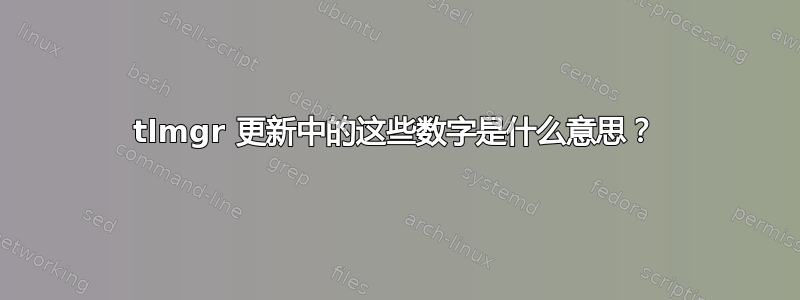 tlmgr 更新中的这些数字是什么意思？