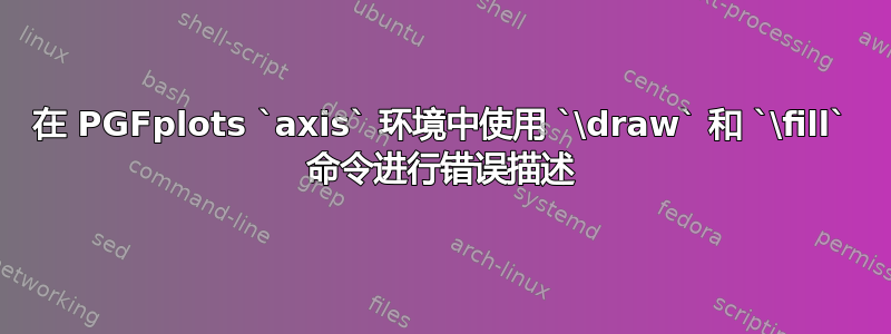 在 PGFplots `axis` 环境中使用 `\draw` 和 `\fill` 命令进行错误描述