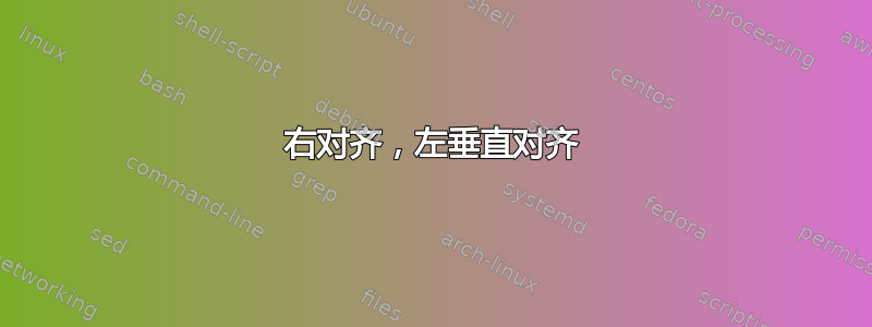 右对齐，左垂直对齐