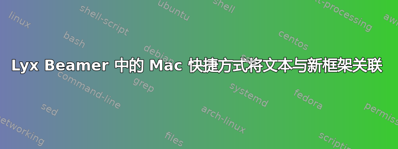 Lyx Beamer 中的 Mac 快捷方式将文本与新框架关联