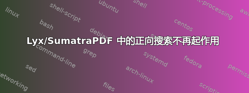 Lyx/SumatraPDF 中的正向搜索不再起作用