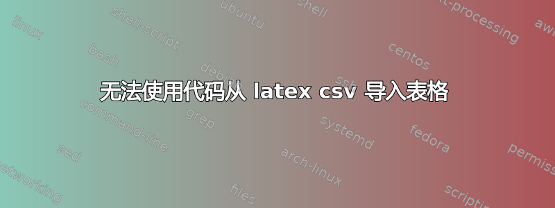 无法使用代码从 latex csv 导入表格