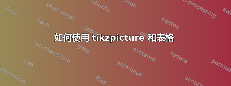 如何使用 tikzpicture 和表格