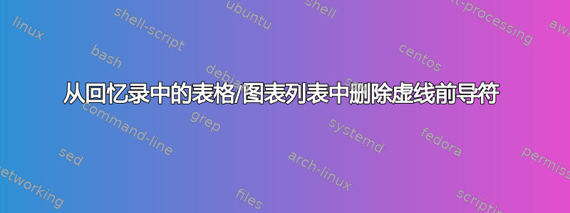 从回忆录中的表格/图表列表中删除虚线前导符