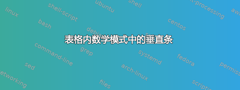 表格内数学模式中的垂直条