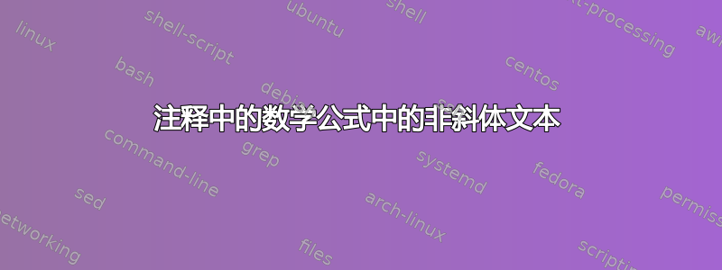 注释中的数学公式中的非斜体文本