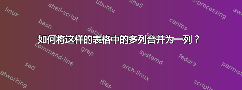 如何将这样的表格中的多列合并为一列？