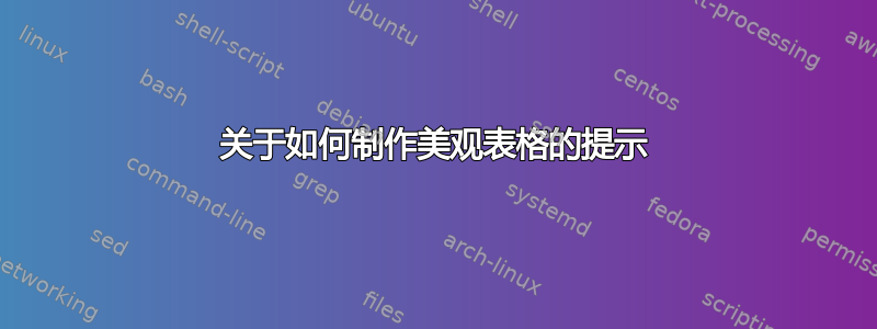 关于如何制作美观表格的提示