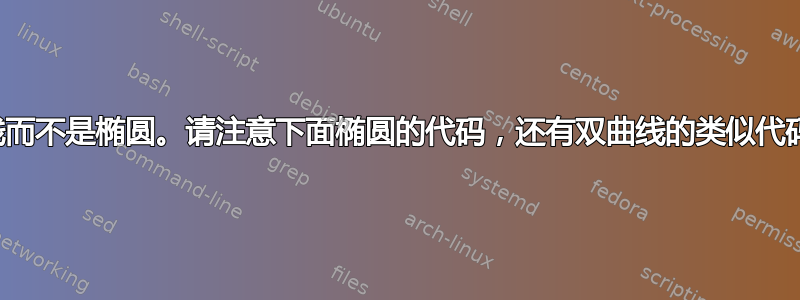 双曲线而不是椭圆。请注意下面椭圆的代码，还有双曲线的类似代码吗？