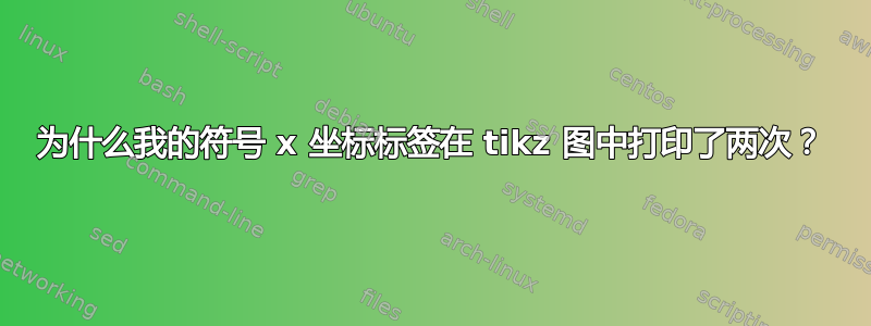 为什么我的符号 x 坐标标签在 tikz 图中打印了两次？