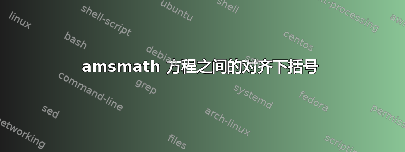 amsmath 方程之间的对齐下括号