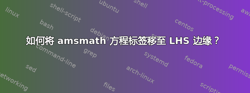 如何将 amsmath 方程标签移至 LHS 边缘？