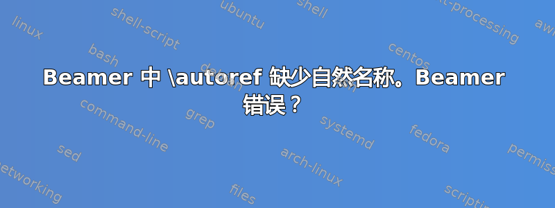 Beamer 中 \autoref 缺少自然名称。Beamer 错误？