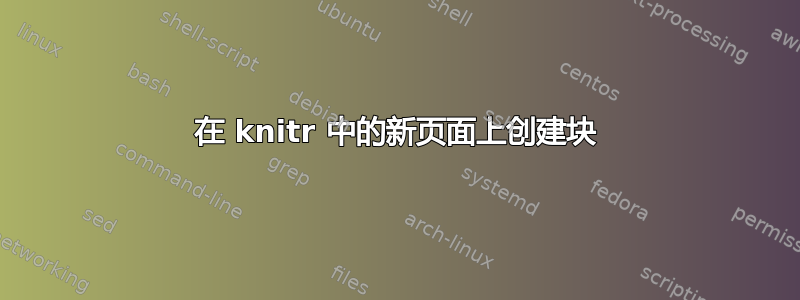 在 knitr 中的新页面上创建块