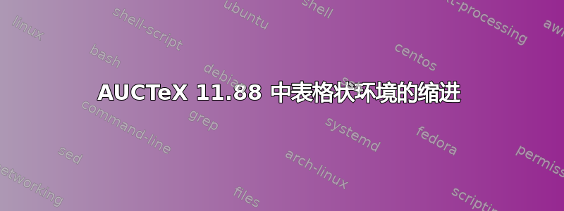 AUCTeX 11.88 中表格状环境的缩进