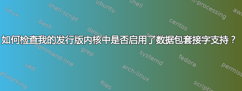 如何检查我的发行版内核中是否启用了数据包套接字支持？