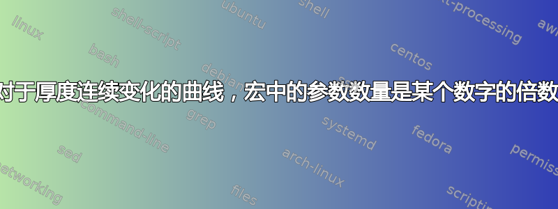 对于厚度连续变化的曲线，宏中的参数数量是某个数字的倍数