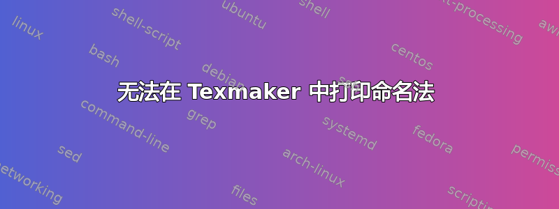 无法在 Texmaker 中打印命名法