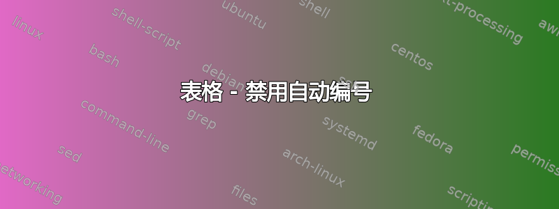 表格 - 禁用自动编号