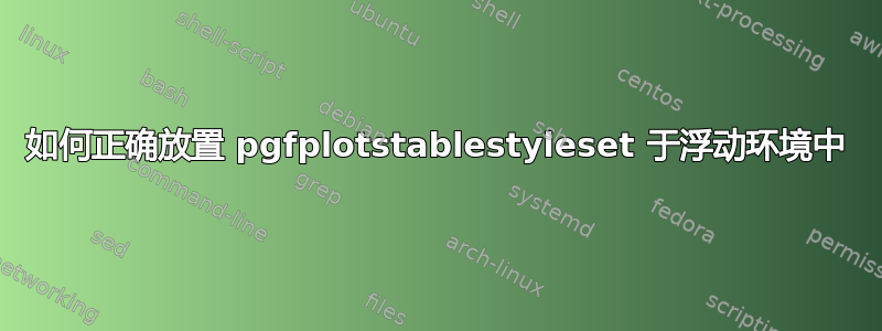 如何正确放置 pgfplotstablestyleset 于浮动环境中