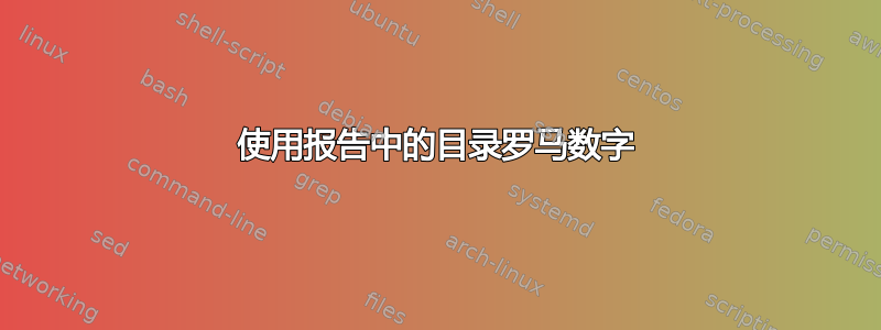 使用报告中的目录罗马数字