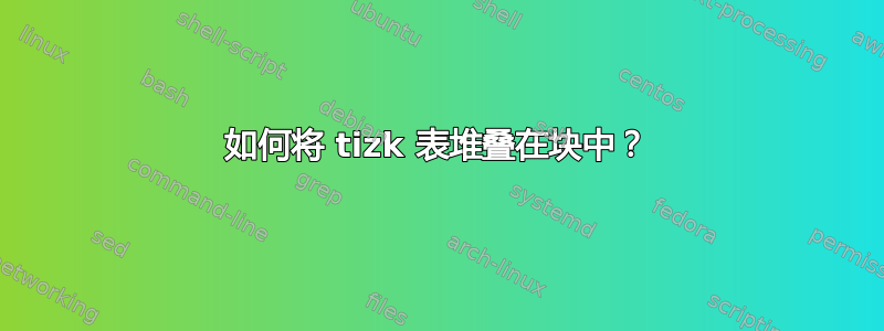 如何将 tizk 表堆叠在块中？