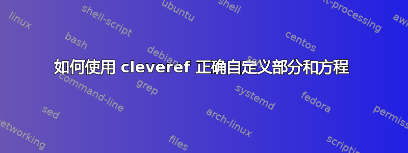 如何使用 cleveref 正确自定义部分和方程