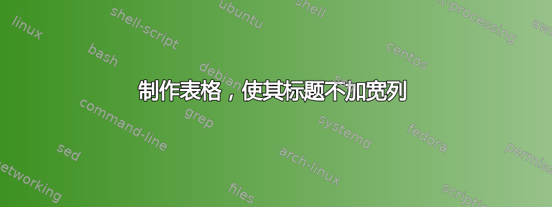 制作表格，使其标题不加宽列