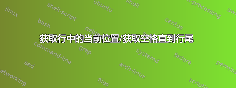 获取行中的当前位置/获取空格直到行尾