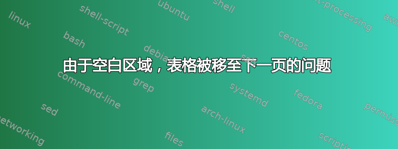 由于空白区域，表格被移至下一页的问题