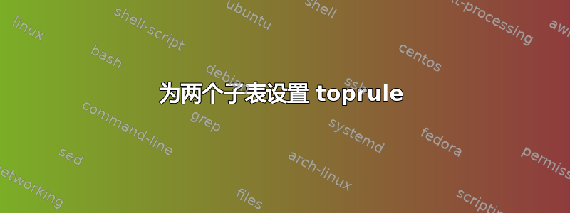 为两个子表设置 toprule