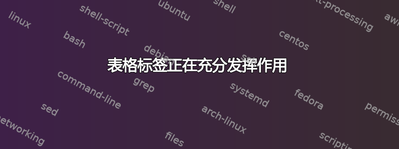 表格标签正在充分发挥作用