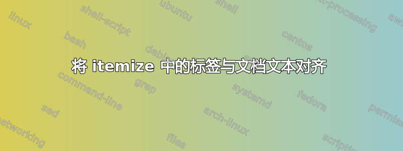 将 itemize 中的标签与文档文本对齐