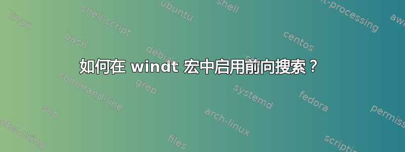 如何在 windt 宏中启用前向搜索？