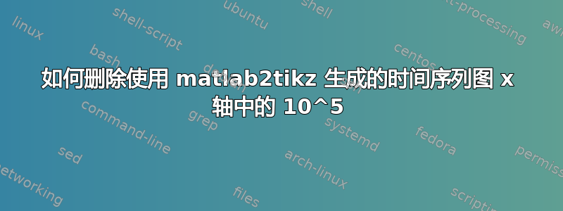 如何删除使用 matlab2tikz 生成的时间序列图 x 轴中的 10^5