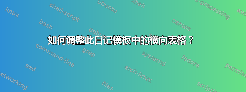 如何调整此日记模板中的横向表格？