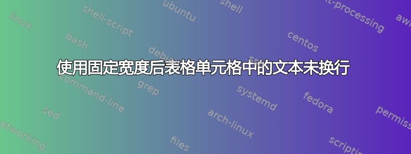 使用固定宽度后表格单元格中的文本未换行