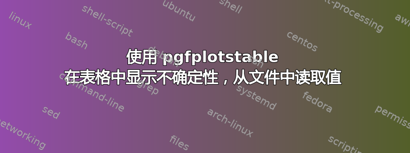 使用 pgfplotstable 在表格中显示不确定性，从文件中读取值