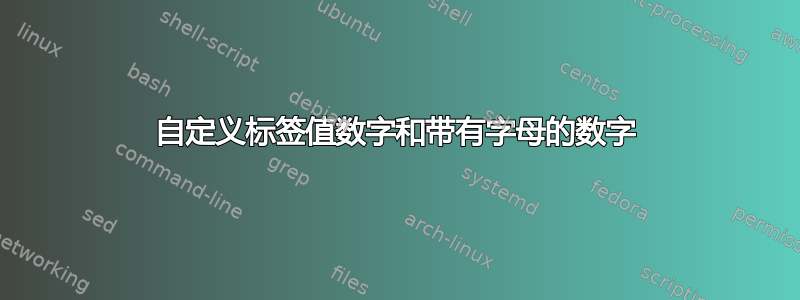 自定义标签值数字和带有字母的数字