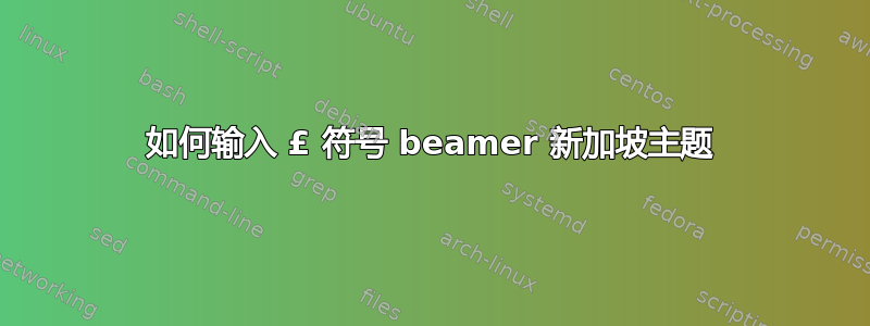 如何输入 £ 符号 beamer 新加坡主题