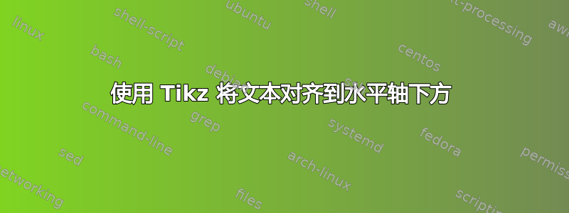 使用 Tikz 将文本对齐到水平轴下方