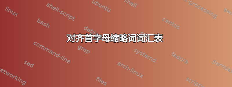 对齐首字母缩略词词汇表