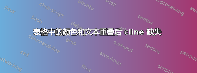 表格中的颜色和文本重叠后 cline 缺失