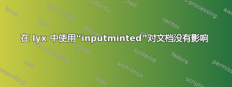 在 lyx 中使用“inputminted”对文档没有影响