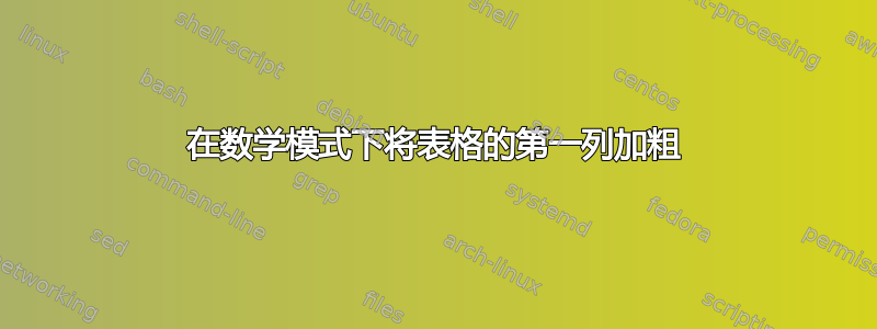 在数学模式下将表格的第一列加粗