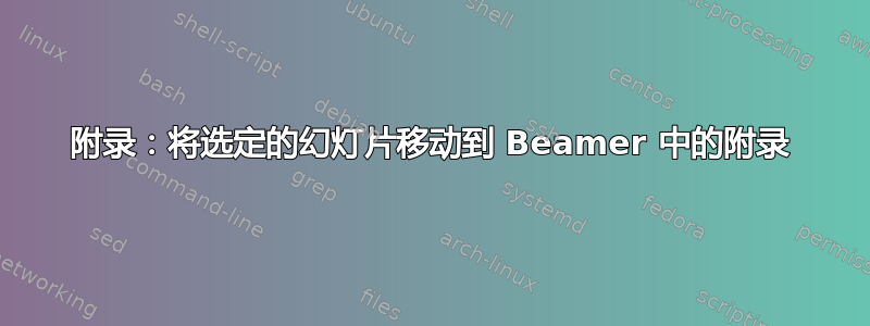 附录：将选定的幻灯片移动到 Beamer 中的附录