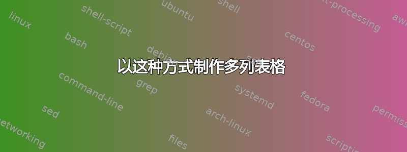 以这种方式制作多列表格