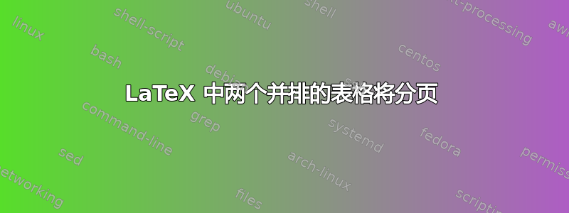 LaTeX 中两个并排的表格将分页