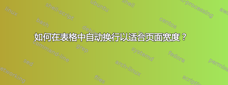 如何在表格中自动换行以适合页面宽度？ 